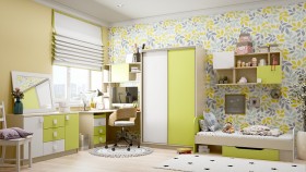 Детская комната Эппл (Зеленый/Белый/корпус Клен) в Чите - chita.katalogmebeli.com | фото