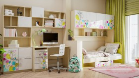 Детская комната Флёр (Белый/корпус Клен) в Чите - chita.katalogmebeli.com | фото