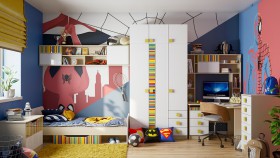 Детская комната Клаксон без машинок (Белый/корпус Клен) в Чите - chita.katalogmebeli.com | фото