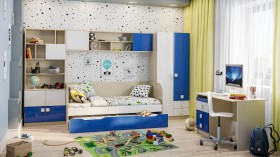 Детская комната Скай Люкс (Синий/Белый/корпус Клен) в Чите - chita.katalogmebeli.com | фото