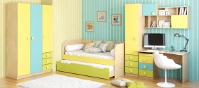 Детская комната Смайли (Желтый/Голубой/Зеленый/корпус Клен) в Чите - chita.katalogmebeli.com | фото