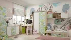Детская комната Твит (Белый/Зеленый/корпус Клен) в Чите - chita.katalogmebeli.com | фото