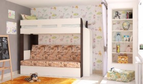 Кровать с диваном 75 Карамель Атлант (Венге Магия /Сосна Карелия/Савана) в Чите - chita.katalogmebeli.com | фото