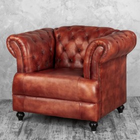 Кресло кожаное Лофт Честер-Нью (Коричневый) в Чите - chita.katalogmebeli.com | фото