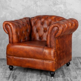 Кресло кожаное Лофт Честер-Нью (Коричневый, Рыжий) в Чите - chita.katalogmebeli.com | фото