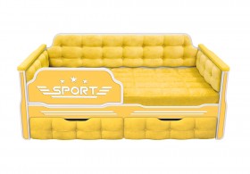 Кровать 190 серии Спорт 2 ящика 74 Жёлтый (мягкие боковые накладки) в Чите - chita.katalogmebeli.com | фото