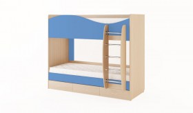 Кровать 2-х ярусная с ящиками (Беленый дуб/Синий) в Чите - chita.katalogmebeli.com | фото 4