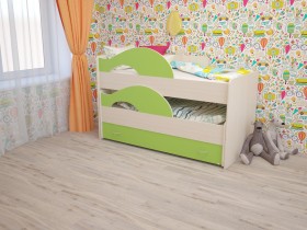 Кровать детская Радуга 1600 Млечный дуб/Салатовый в Чите - chita.katalogmebeli.com | фото