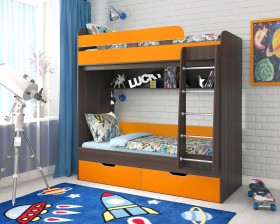 Кровать двухъярусная Юниор-5  Бодего/Оранжевый в Чите - chita.katalogmebeli.com | фото