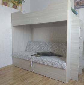 Кровать двухъярусная с диваном (Беленый дуб) в Чите - chita.katalogmebeli.com | фото