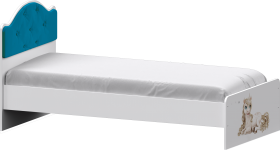 Кровать Каспер с мягкой спинкой и фотопечатью (900х2000)  Белый/Бирюза в Чите - chita.katalogmebeli.com | фото