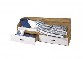 Кровать Лайт 800 с ящиками (Крафт золотой/Белый) в Чите - chita.katalogmebeli.com | фото