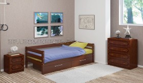 Кровать одинарная ГЛОРИЯ из массива сосны  900*2000 (Орех) в Чите - chita.katalogmebeli.com | фото