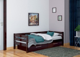 Кровать одинарная ГЛОРИЯ из массива сосны  900*2000 (Орех Тёмный) в Чите - chita.katalogmebeli.com | фото