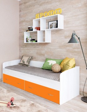 Кровать с выкатными ящиками Винтерберг/Оранжевый в Чите - chita.katalogmebeli.com | фото