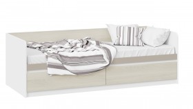 Кровать «Сканди» с 2 ящиками Дуб Гарден/Белый/Глиняный серый в Чите - chita.katalogmebeli.com | фото