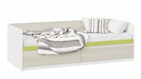 Кровать «Сканди» с 2 ящиками Дуб Гарден/Белый/Зеленый в Чите - chita.katalogmebeli.com | фото