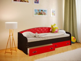 Кровать Софа-7 с мягкой спинкой (800х2000) Венге/Красный в Чите - chita.katalogmebeli.com | фото