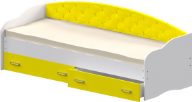 Кровать Софа-8 с мягкой спинкой (900х2000) Белый/Желтый в Чите - chita.katalogmebeli.com | фото