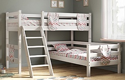 Кровать Соня вариант 8 угловая с наклонной лестницей Белый полупрозрачный в Чите - chita.katalogmebeli.com | фото