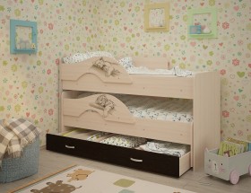 Кровать выкатная Радуга-Сафари детская 1600 Млечный дуб/Венге в Чите - chita.katalogmebeli.com | фото