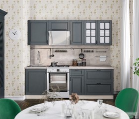 Кухня Регина 24 2,4 м (Серый матовый/Белый) в Чите - chita.katalogmebeli.com | фото