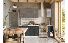 Кухонный гарнитур Нувель 1800мм белый/бетон коричневый/бетон черный в Чите - chita.katalogmebeli.com | фото