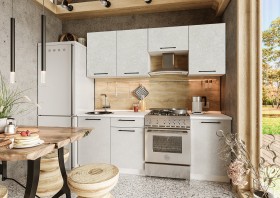 Кухонный гарнитур Нувель 2100мм белый/бетон белый в Чите - chita.katalogmebeli.com | фото