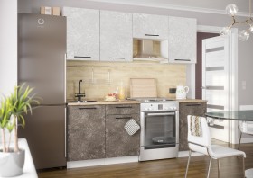Кухонный гарнитур Нувель 2100мм белый/бетон коричневый в Чите - chita.katalogmebeli.com | фото