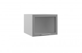 Квадро ГВПГС 600 шкаф верхний горизонтальный глубокий со стеклом высокий (Ваниль кожа/корпус Серый) в Чите - chita.katalogmebeli.com | фото