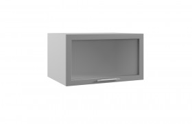 Квадро ГВПГС 800 шкаф верхний горизонтальный глубокий со стеклом высокий (Ваниль кожа/корпус Серый) в Чите - chita.katalogmebeli.com | фото