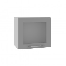 Квадро ВПГС 500 шкаф верхний горизонтальный со стеклом высокий (Ваниль кожа/корпус Серый) в Чите - chita.katalogmebeli.com | фото