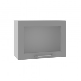 Квадро ВПГС 600 шкаф верхний горизонтальный со стеклом высокий (Ваниль кожа/корпус Серый) в Чите - chita.katalogmebeli.com | фото