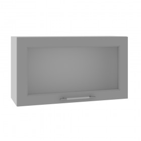Квадро ВПГС 800 шкаф верхний горизонтальный со стеклом высокий (Ваниль кожа/корпус Серый) в Чите - chita.katalogmebeli.com | фото