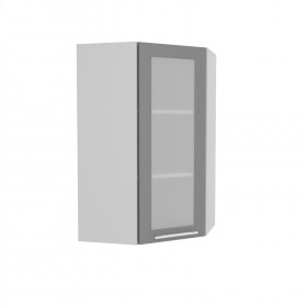 Квадро ВПУС 550 шкаф верхний угловой со стеклом высокий (Ваниль кожа/корпус Серый) в Чите - chita.katalogmebeli.com | фото