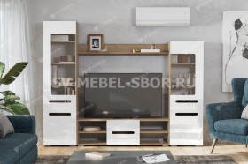 Мебель для гостиной МГС 6 (Исполнение 1/Дуб золотой/Белый глянец) в Чите - chita.katalogmebeli.com | фото