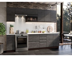 Модульная кухня Бруклин 2,8 м (Бетон черный/Венге) в Чите - chita.katalogmebeli.com | фото