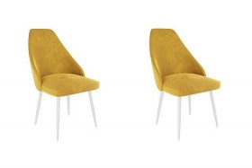 Набор стульев Милан 2 шт (желтый велюр/белый) в Чите - chita.katalogmebeli.com | фото
