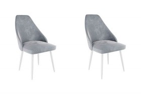 Набор стульев Милан 2 шт (серый велюр/белый) в Чите - chita.katalogmebeli.com | фото