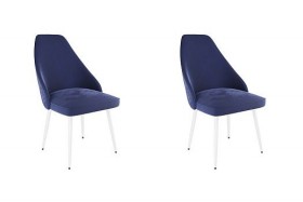 Набор стульев Милан 2 шт (синий велюр/белый) в Чите - chita.katalogmebeli.com | фото