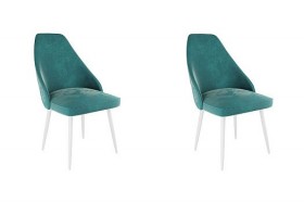 Набор стульев Милан 2 шт (зеленый велюр/белый) в Чите - chita.katalogmebeli.com | фото