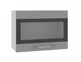 Норд ШВГС 600 Шкаф верхний горизонтальный со стеклом (Софт черный/корпус Белый) в Чите - chita.katalogmebeli.com | фото