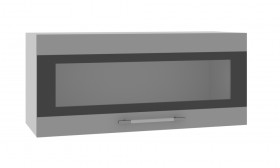 Норд ШВГС 800 Шкаф верхний горизонтальный со стеклом (Софт черный/корпус Белый) в Чите - chita.katalogmebeli.com | фото