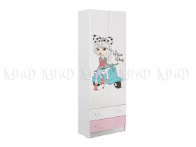Шкаф 2-х створчатый Fashion-1 Вега (Белый/Розовый) в Чите - chita.katalogmebeli.com | фото