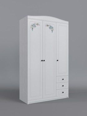 Шкаф 3-х створчатый с ящиками Бэлла (Выбеленное дерево/Белый) в Чите - chita.katalogmebeli.com | фото