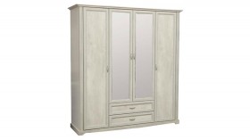 Шкаф для одежды "Сохо" (бетон пайн белый/2 ящика/зеркало) в Чите - chita.katalogmebeli.com | фото