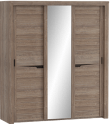 Шкаф трехдверный Соренто с раздвижными дверями Дуб стирлинг/Кофе структурный матовый в Чите - chita.katalogmebeli.com | фото
