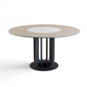 Стол круглый Rotor (160), шпон + керамика светлая в Чите - chita.katalogmebeli.com | фото